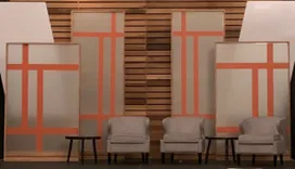 3' x 8' Frosted Acrylic and Orange Stage Walls