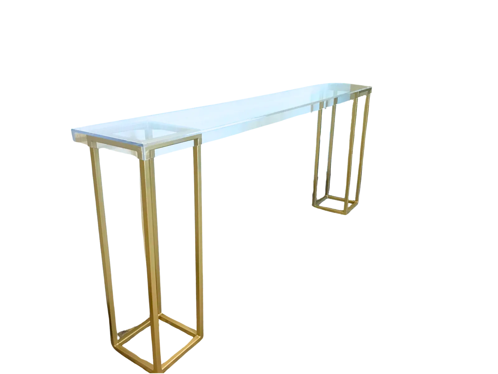 Acrylic and Gold Cage Console Table