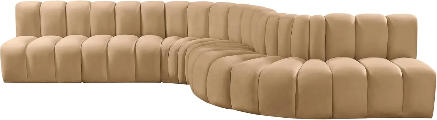 Arc Camel Velvet 6-Piece Banquette