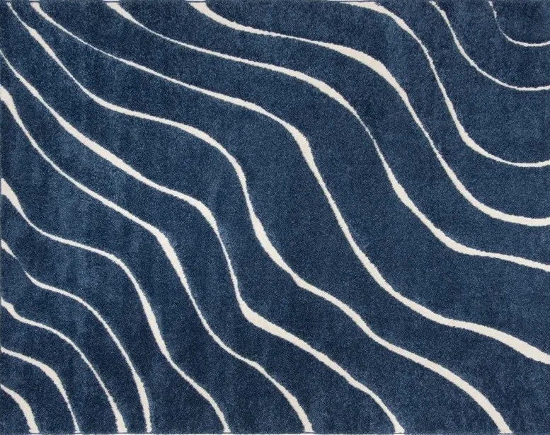 Blue Cream Shag Wave Rug