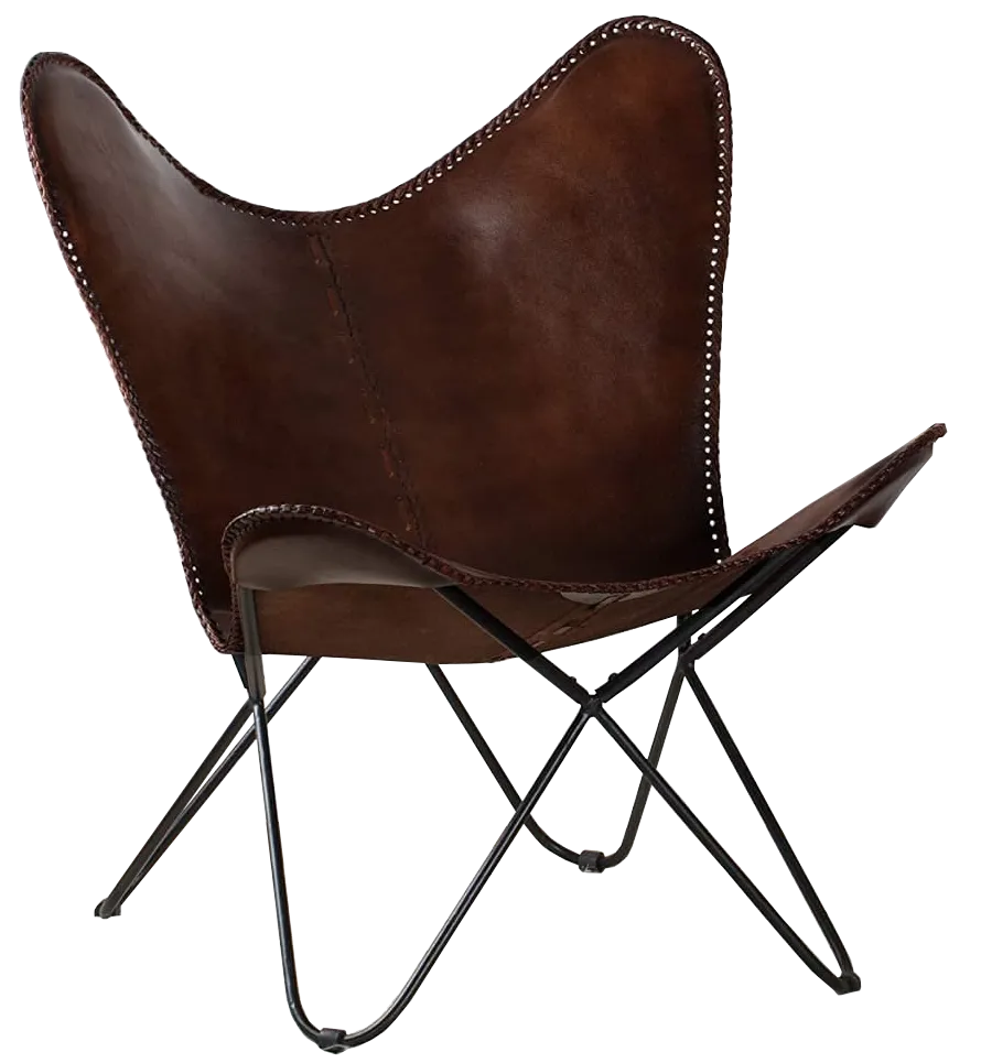 Brown Leather Butterfly Chair