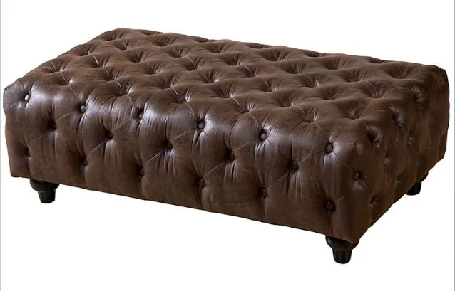 Brown Leather Chesterfield Ottoman