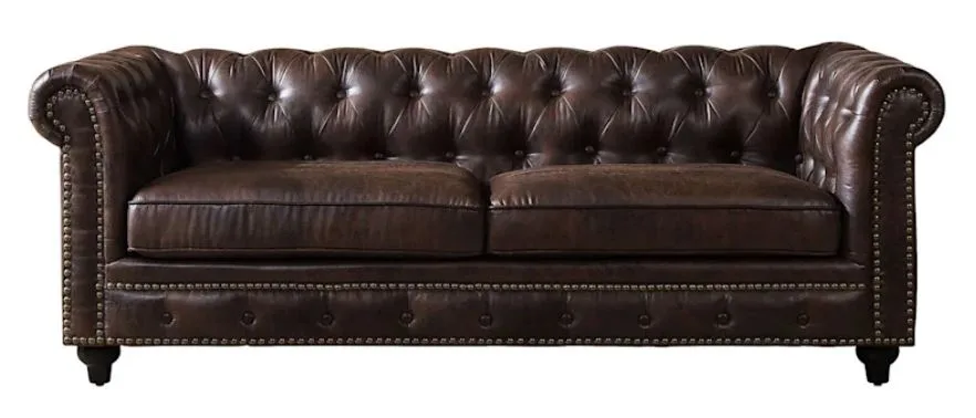 Brown Leather Chesterfield Sofa