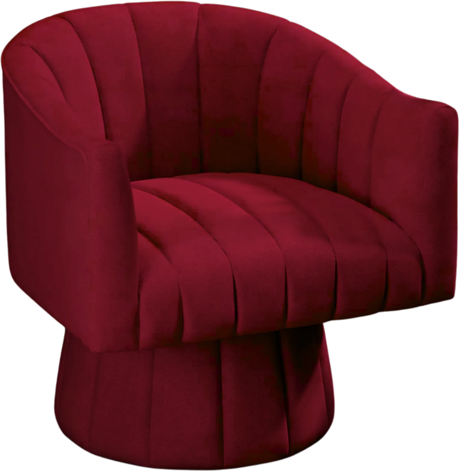 Burgundy Channel Tufted Barrel Chair