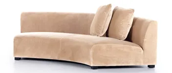 Camel Velvet Curved Sofa - per piece
