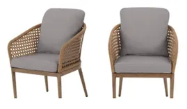 Cane Backed Barrel Chairs - Grey Cushion