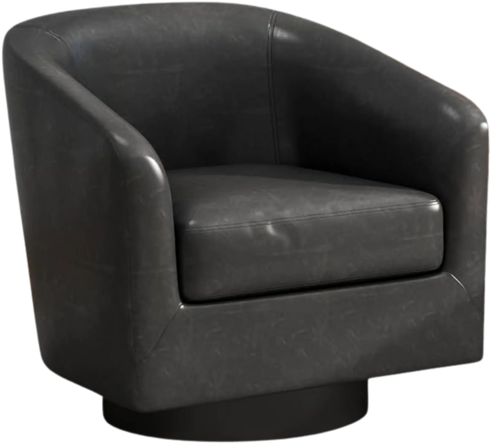Charcoal Leather Barrel Chair