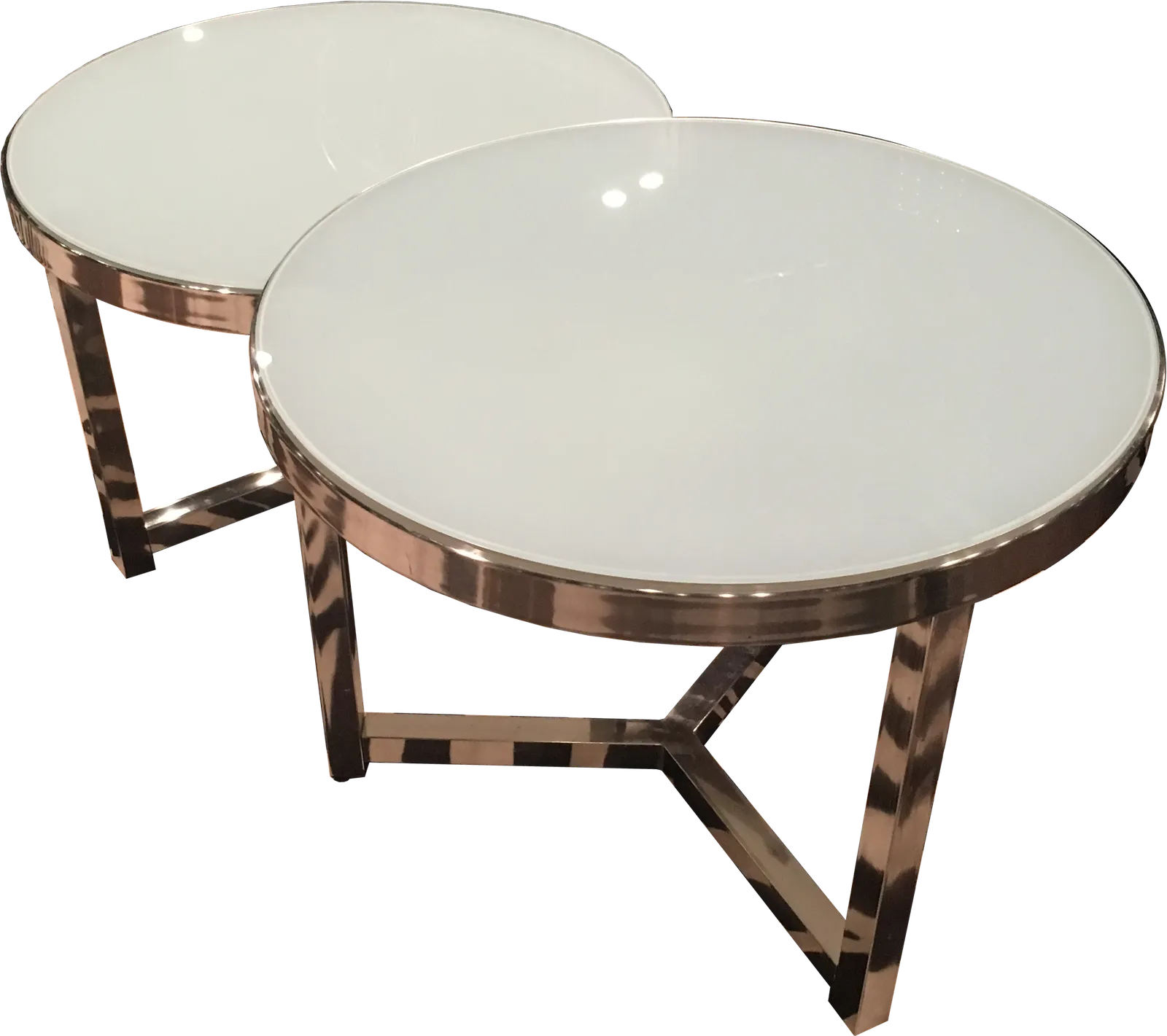 Chrome/White Round Nesting Table - Set of 2