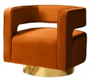 Cinnabar Velvet Swivel Barrel Chair