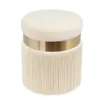 Cream Tasseled Round Stool Ottoman