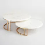 Gold and Marble Food Riser - Set of 2
