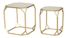 Gold and Mirrored Beveled End Table - Set of 2