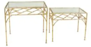 Gold Bamboo End Table - Set of 2