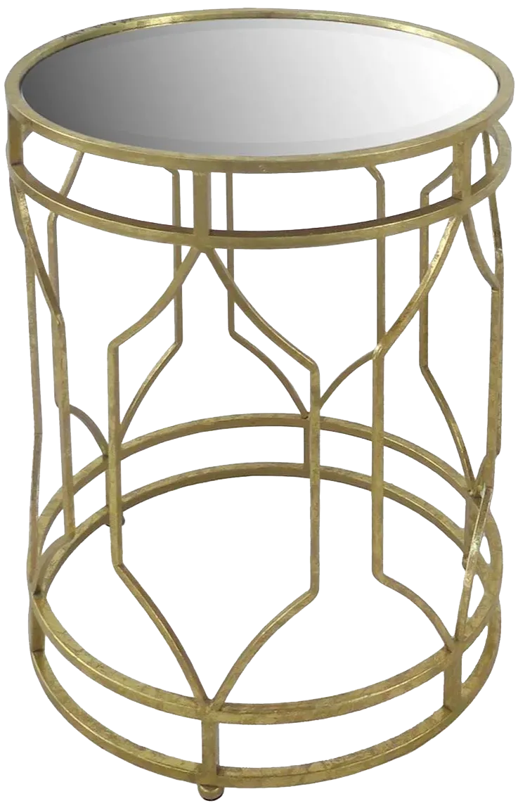 Gold Cage Drum Table - Set of 2