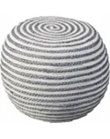 Grey and White Jute Oval Pouf
