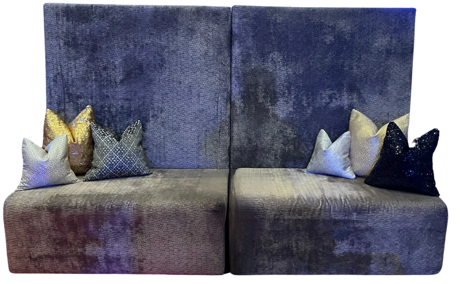 Grey Chenille High Back Banquette