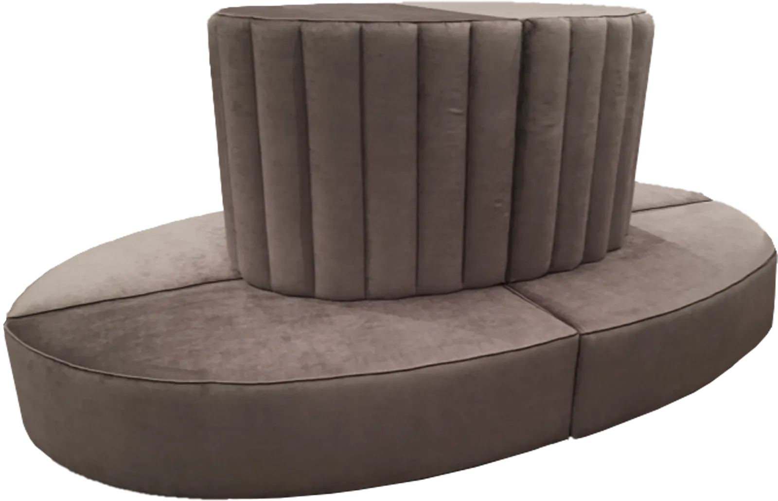 Half Oval Pewter Velvet Tower Ottoman