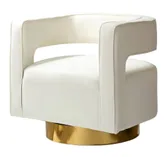 Ivory Velvet Swivel Barrel Chairs