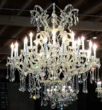 Large Crystal Chandelier - Silver Frame - Clear Crystals