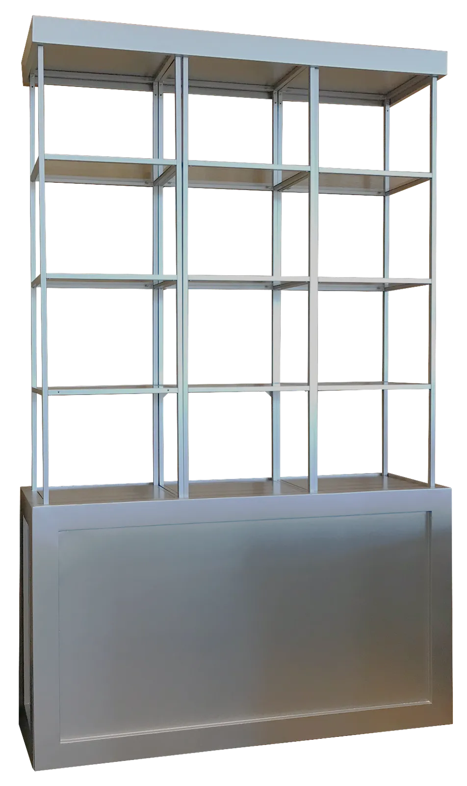 Metal and Glass Etagere Bar Back