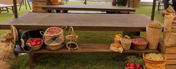 Notched Wood Estate Table