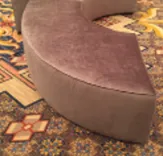 Pewter Velvet Backless Curved Ottoman