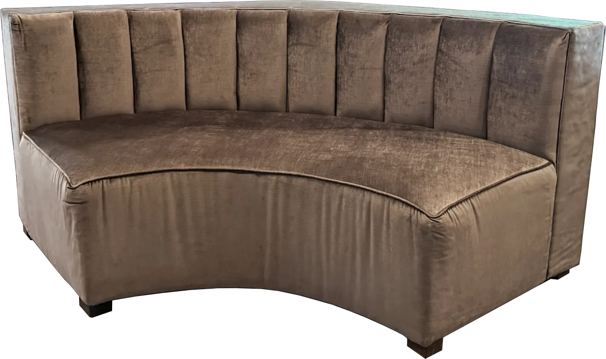 Pewter Velvet Curve Channel Back Banquette