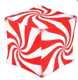 Red and White Candy Swirl Pouf