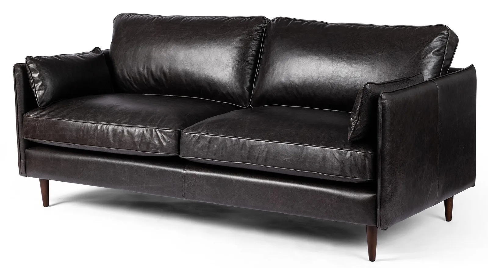 Reese Black Leather Sofa