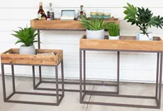 Rustic Wood Console Tray Table Set (3)
