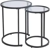 Smoke Round Nesting End Table - Set of 2