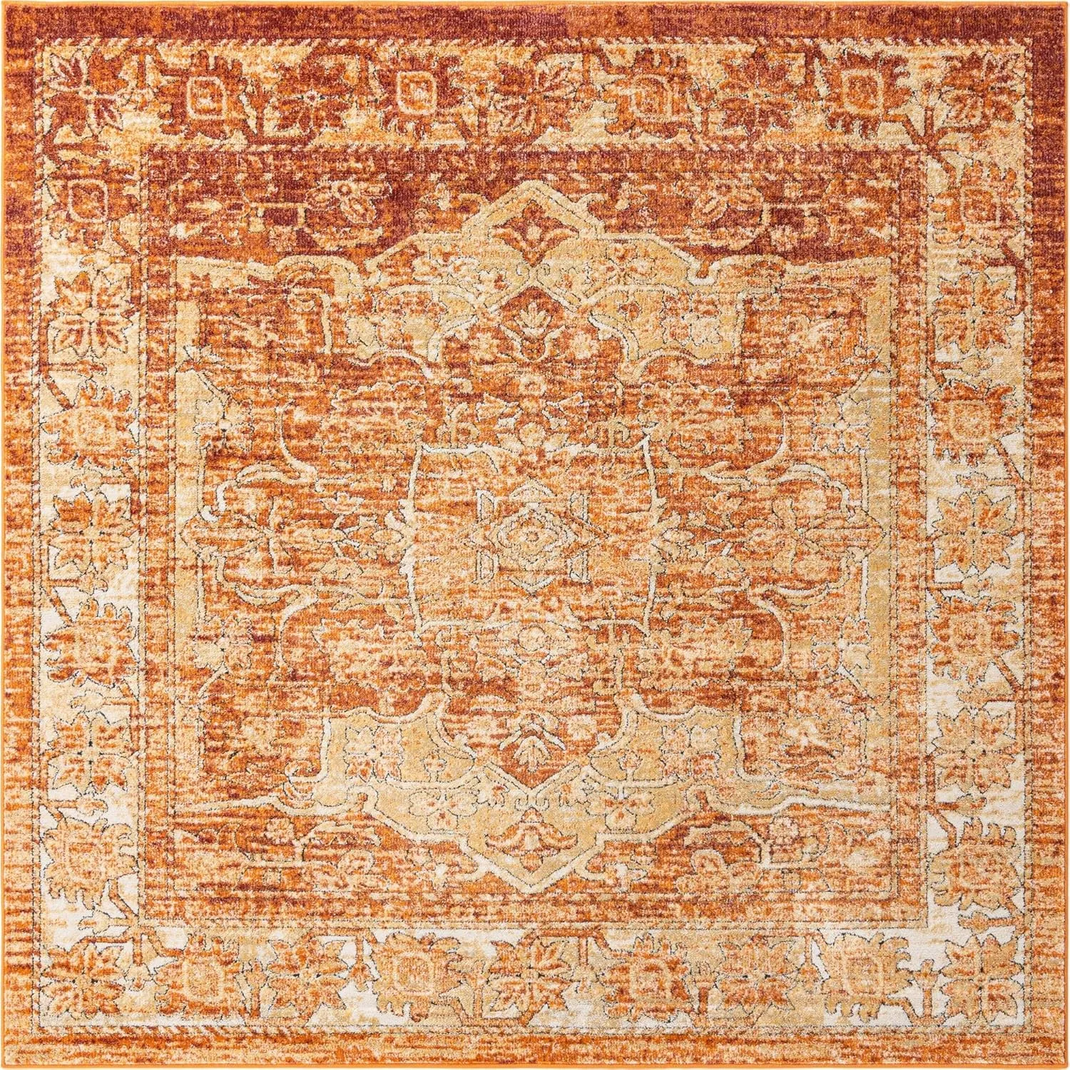 Square Rust Oriental Rug