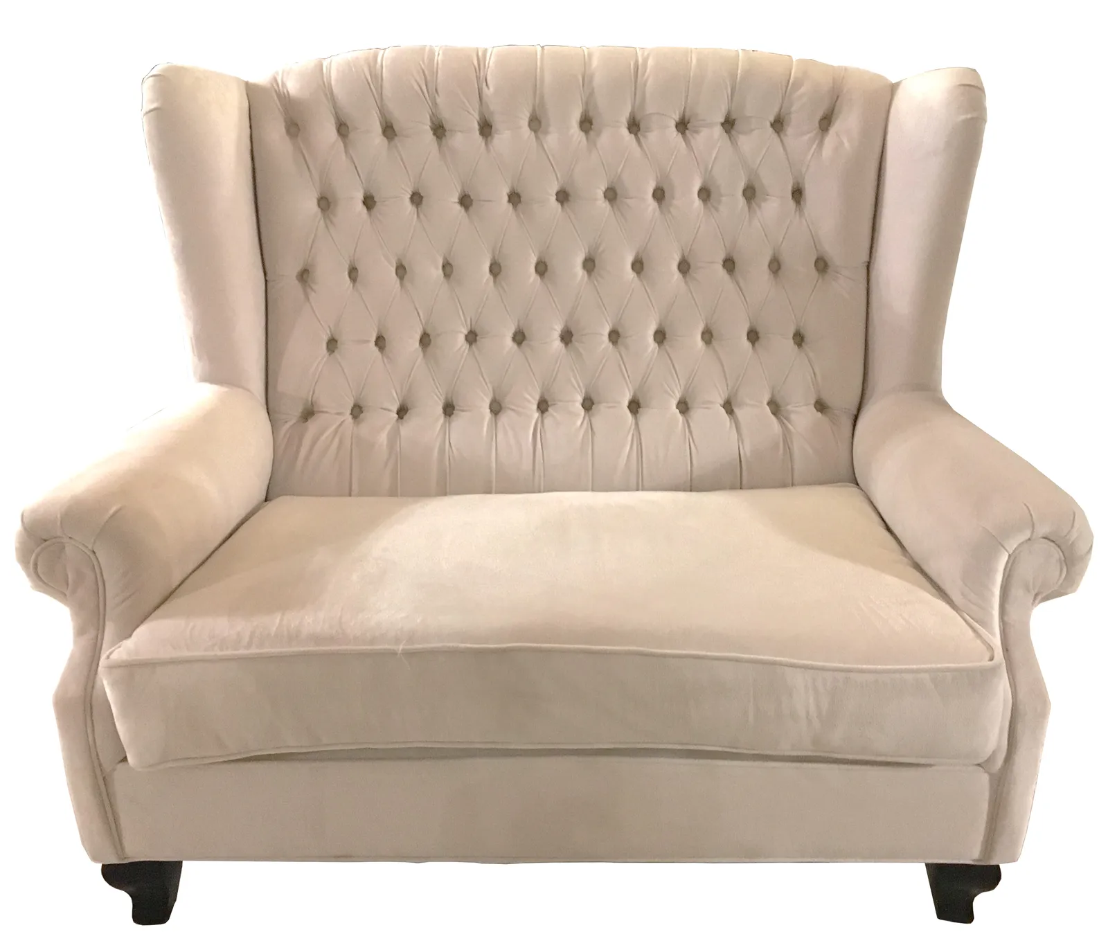 Tufted Ivory Loveseat