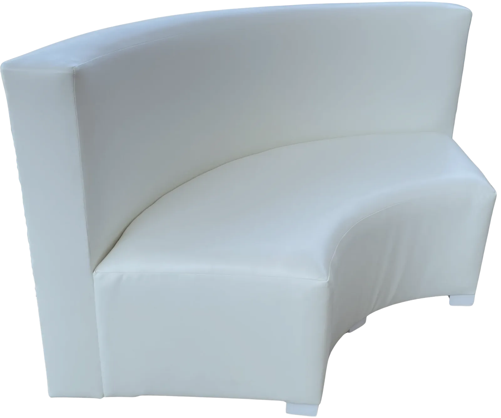 White Leather Curved Low Backed Banquette - Large