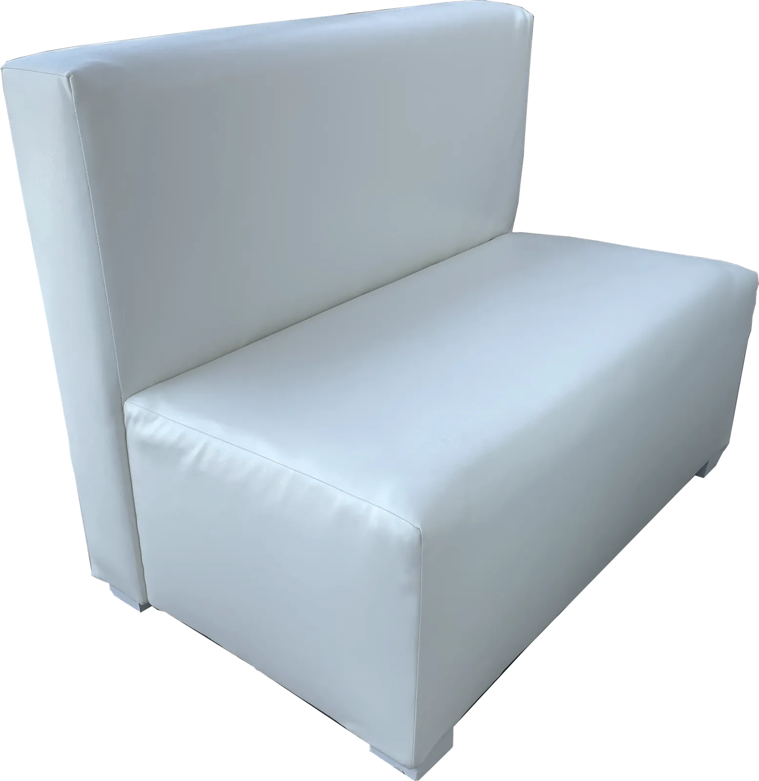 White Leather Low Backed Banquette - Armless